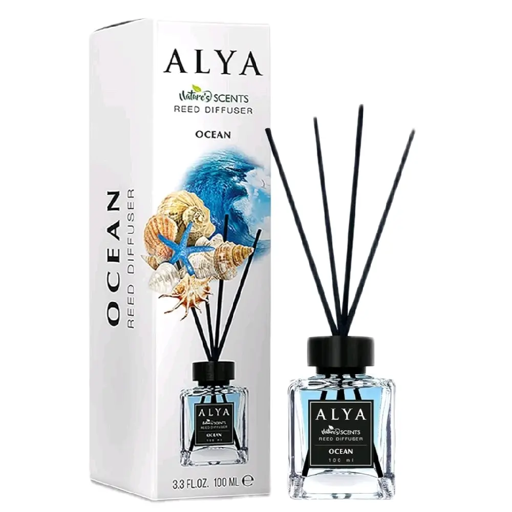 ALYA Nature's Scents Ocean Reed Diffuser, 3.3 FL.OZ., 100 ML, Home Fragrance with Black Reeds