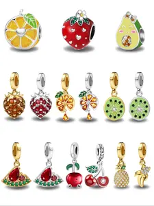 1PC New Original Fruit Series Cherry Strawberry Pineapple Watermelon Orange Kiwi Avocado Bead Pendant Charm Accessory Thanksgiving Christmas Beads and Pendant Designer Bracelet Making DIY Gift Ladies Daily Wear for Women as Gift Special Choice