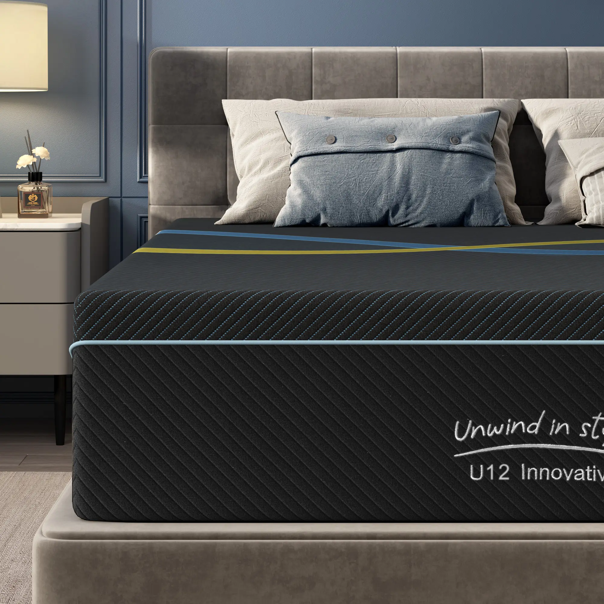Nicole Selection Gel Memory Foam Mattress - 10/12/14 Inch, Twin/Full/Queen/King Size Bamboo Charcoal & Green Tea Infused, Pressure Relief & Spinal Support, Breathable Knit Cover, Non-Slip Bottom, CertiPUR-US Certified (Twin/Full/Queen/King), U12A