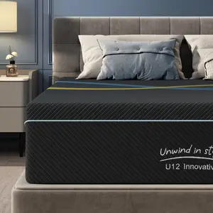 Nicole Selection Gel Memory Foam Mattress - 10/12/14 Inch, Twin/Full/Queen/King Size Bamboo Charcoal & Green Tea Infused, Pressure Relief & Spinal Support, Breathable Knit Cover, Non-Slip Bottom, CertiPUR-US Certified (Twin/Full/Queen/King), U12A