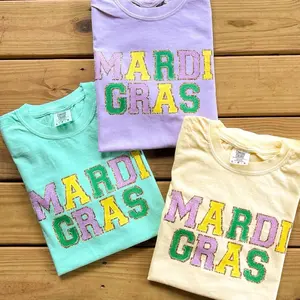 Faux Chenille Patch Mardi Gras T-shirts