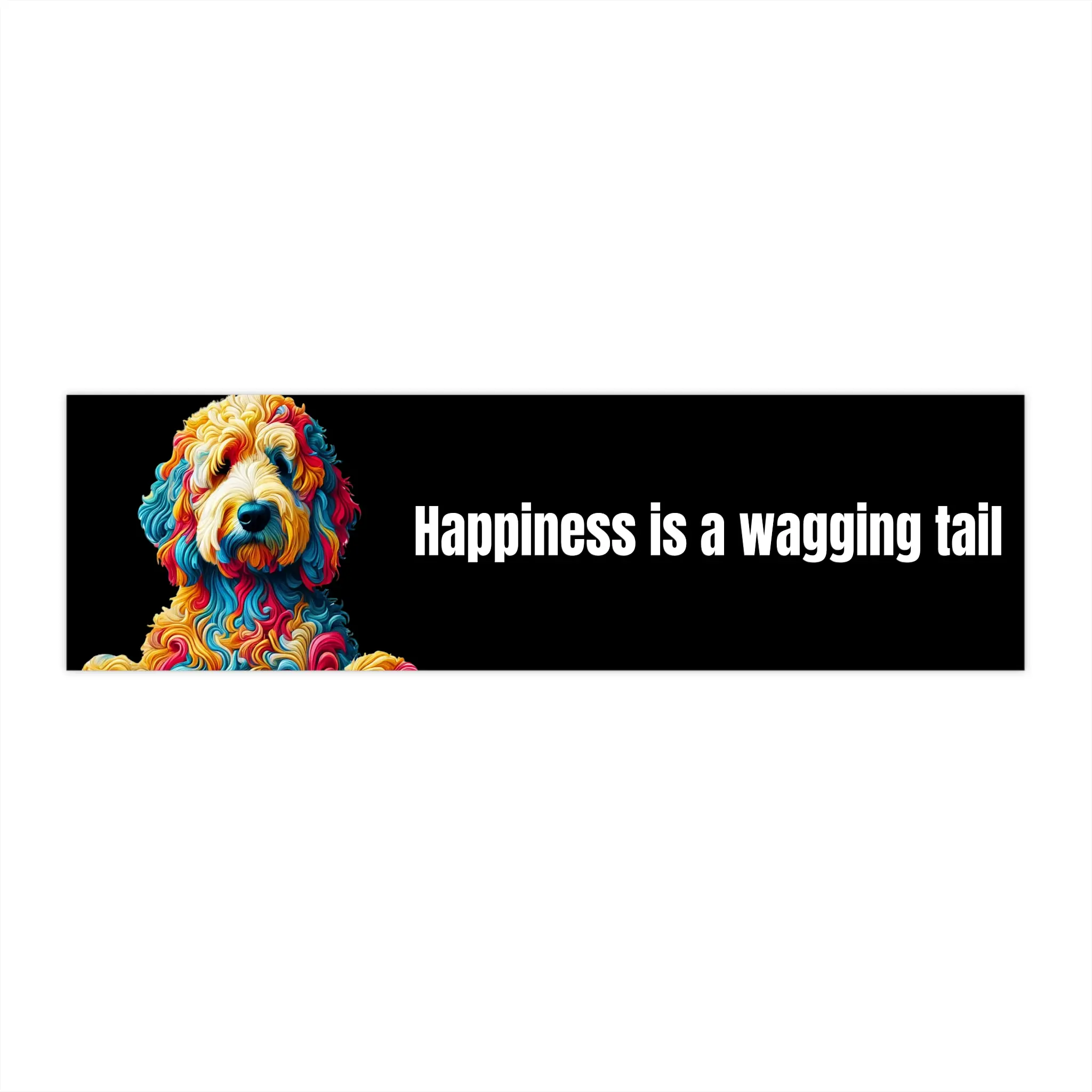 Goldendoodle- Dog Bumper Stickers - Happiness is a Wagging Tail Design