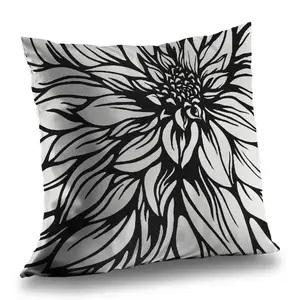 Begin Home Decor C1PT1414AYY6HP 14 x 14 in. Dahlia Flower Outline Style Black Floral Throw Pillow Insert