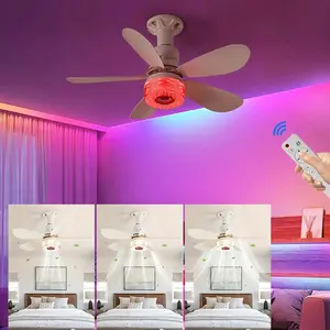 Bluetooth music fan light,20.5in Black Flush Mount Ceiling Fan RGB with Remote & APP Control 3CCT(3000K-6500K) Dimmable Lighting for Indoor & Outdoor Use,[three-tone lighting + RGB horse racing + Bluetooth music]Excellent Gifts