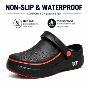 Men's Slip-On Mueller Slide Sandals - Anti-Slip, Waterproof, Easy-to-Clean, Comfortable Synthetic Neutral Footwear for Kitchen, Gardening, All Seasons Use