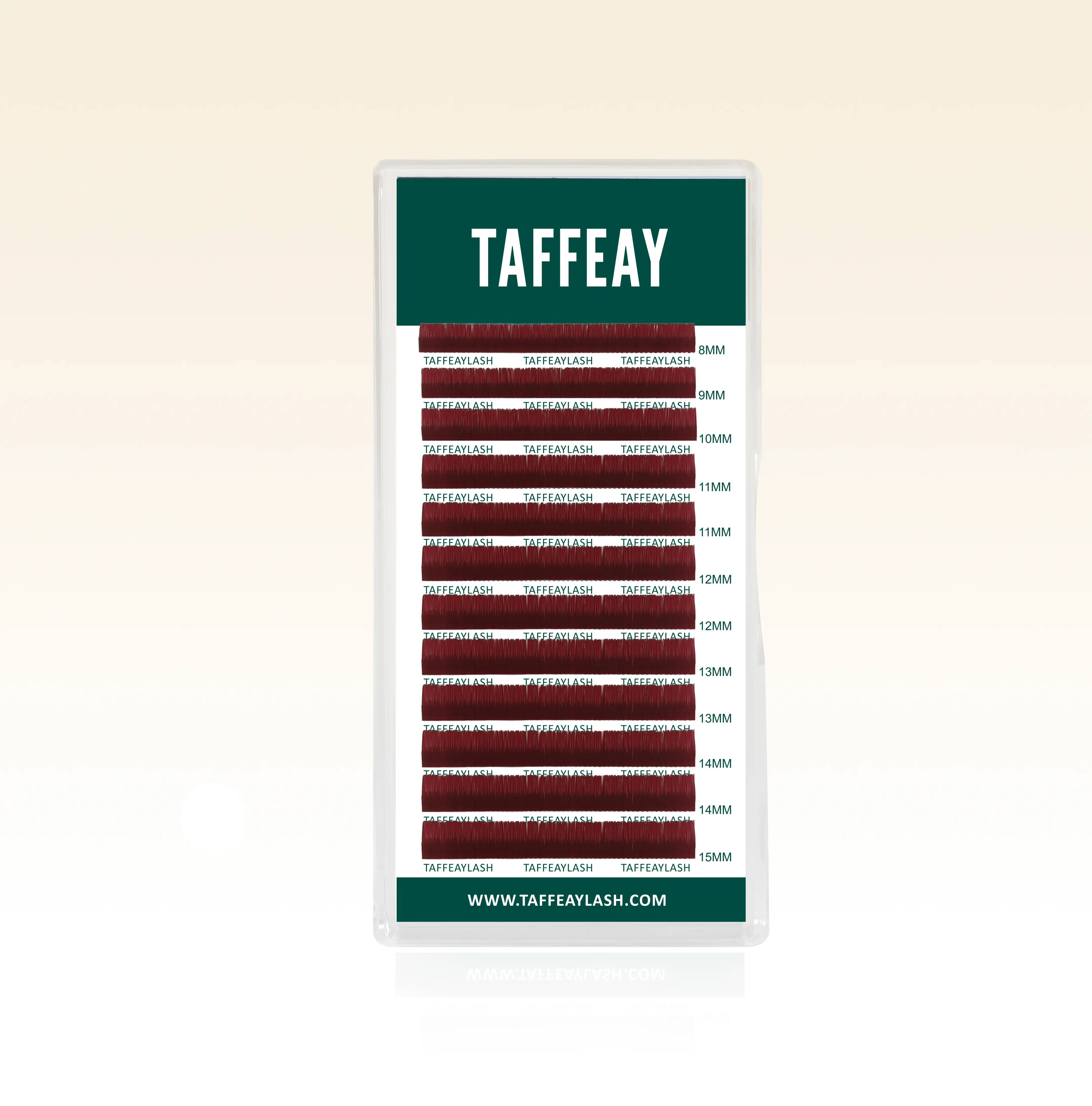 TAFFEAY Colored Lash Extensions, Vivid Dark Red with Fade-Resistant Finish, 8-15mm Mixed Length Tray - Professional Makeup for Lash Artists