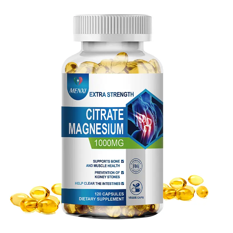 Magnesium Citrate(Citrato de Magnesio)Capsules 1000mg - Rapid Release, Relieves Tension, Improves Sleep, Helps Skeletal Muscle and Nerve Health 120 Capsules