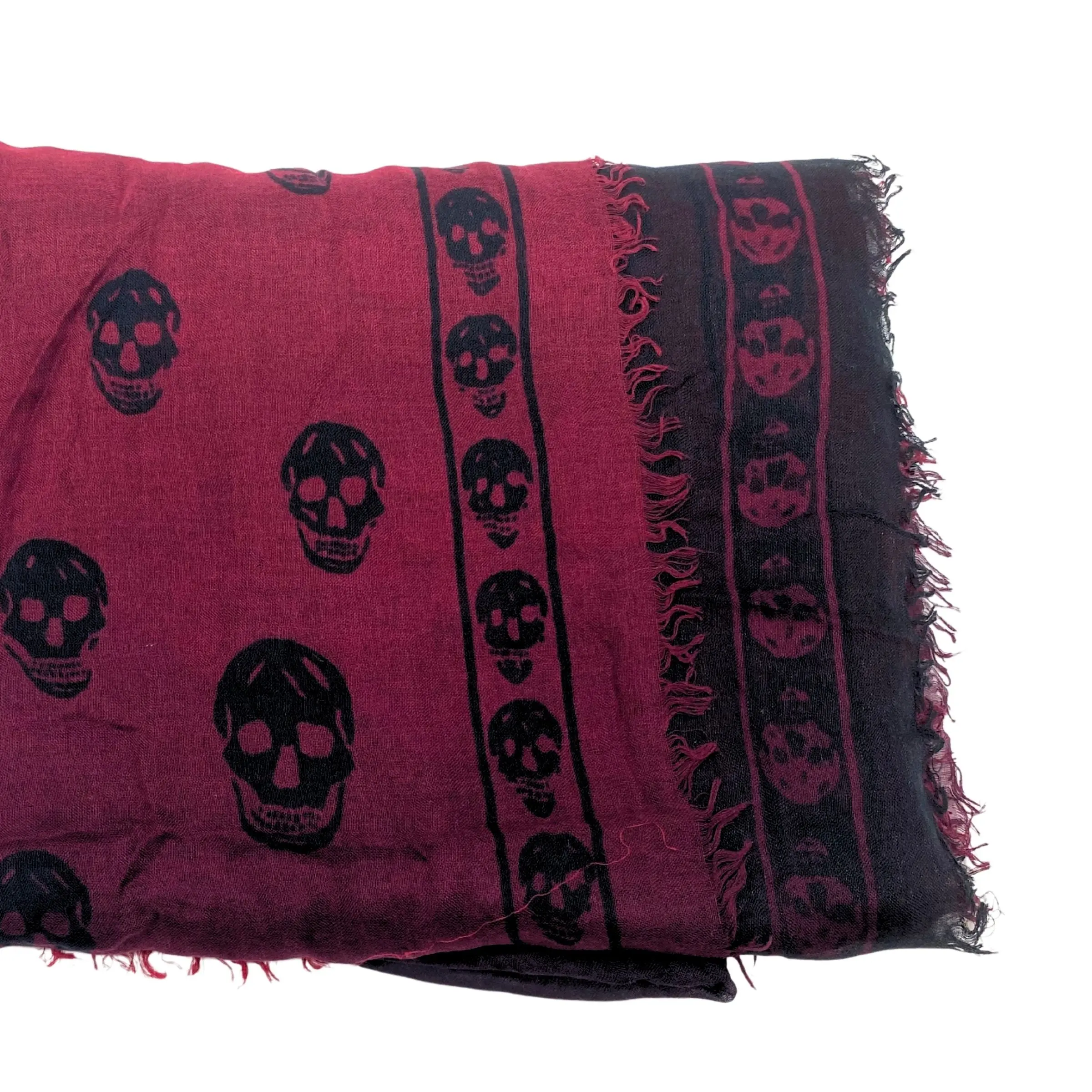 Alexander McQueen Black Red Skull Scarf/Shawl