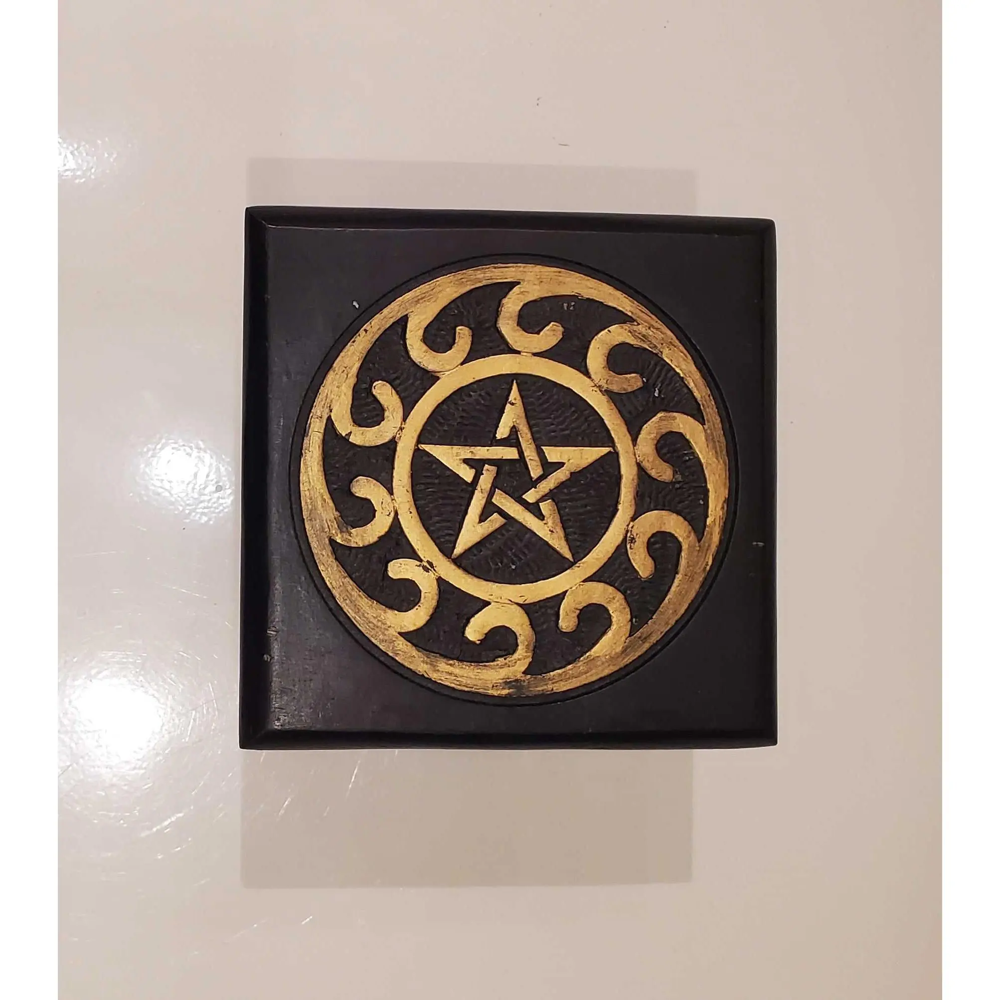 Wooden Pentagram Altar Table 6"x6"
