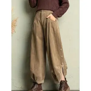 Women’s Solid Color H-Line Corduroy Pants