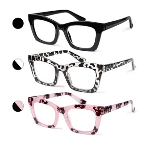 ZOELEAD 3 Pack Oprah Style Reading Glasses for Women Blue Light Blocking Square Fashion Readers with Spring Hinge  Eyeglasses