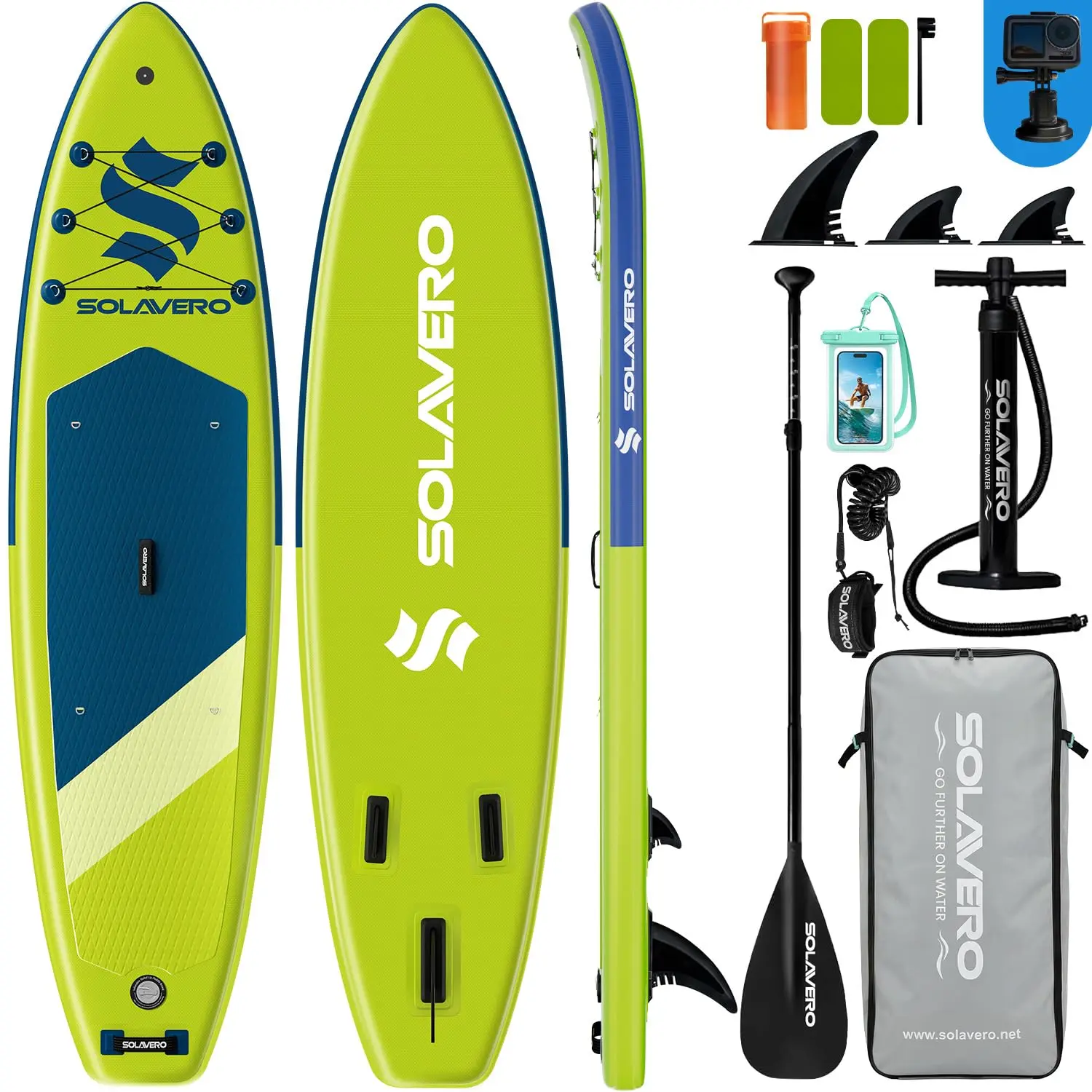 10'6" Inflatable Paddleboard for Adults - Military PVC SUP with Premium Accessories, Anti-Slip EVA Deck, Minimalist Design for Friends, Family, Swimming, Fitness & All Skill Levels