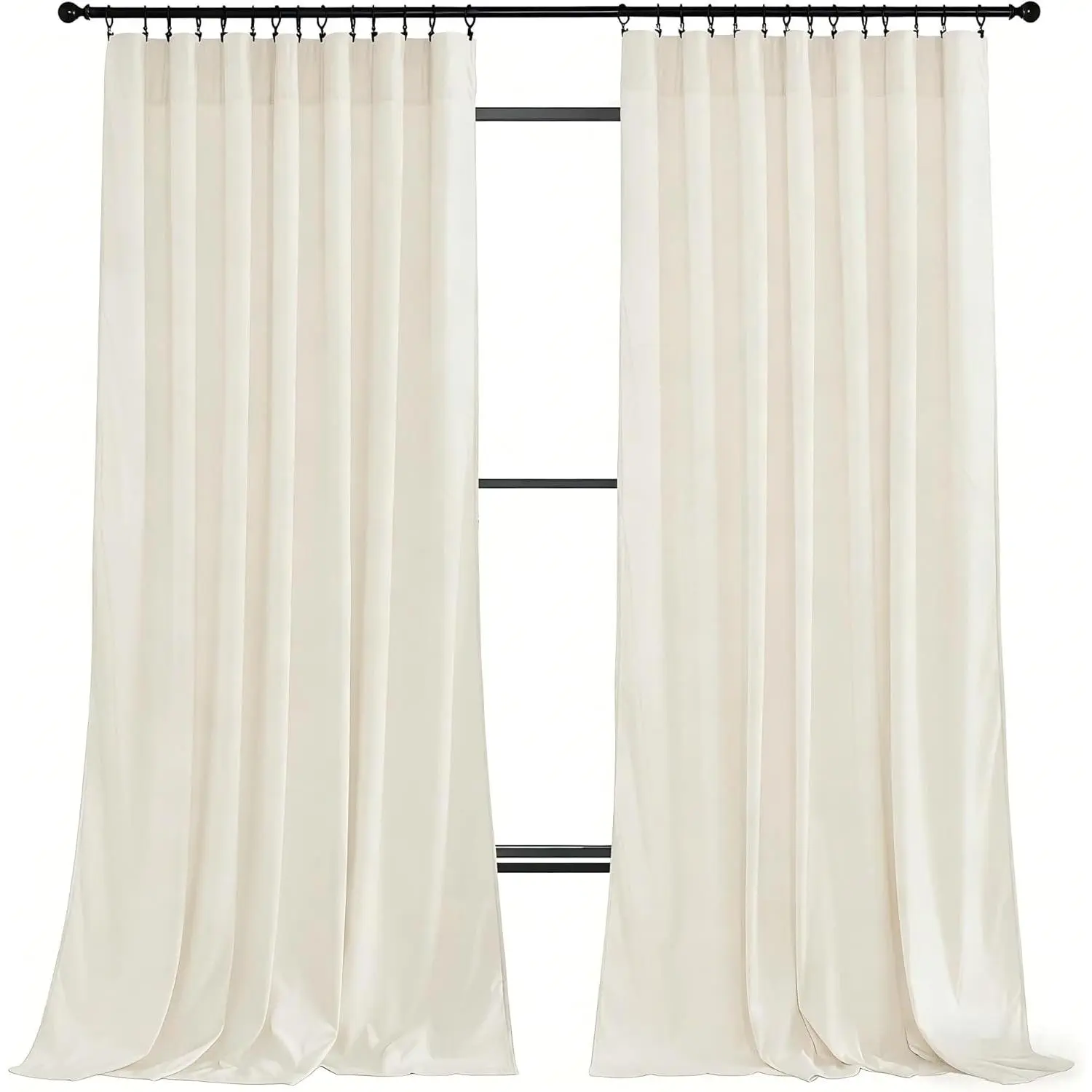NICETOWN Ivory White Velvet Curtains 108" Length for Bedroom and Living Room, Room Darkening Velvet Curtains 52" Wide Thermal Insulated, Luxury and Thick Window Drapes, 2 PCs