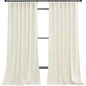 NICETOWN Ivory White Velvet Curtains 108" Length for Bedroom and Living Room, Room Darkening Velvet Curtains 52" Wide Thermal Insulated, Luxury and Thick Window Drapes, 2 PCs