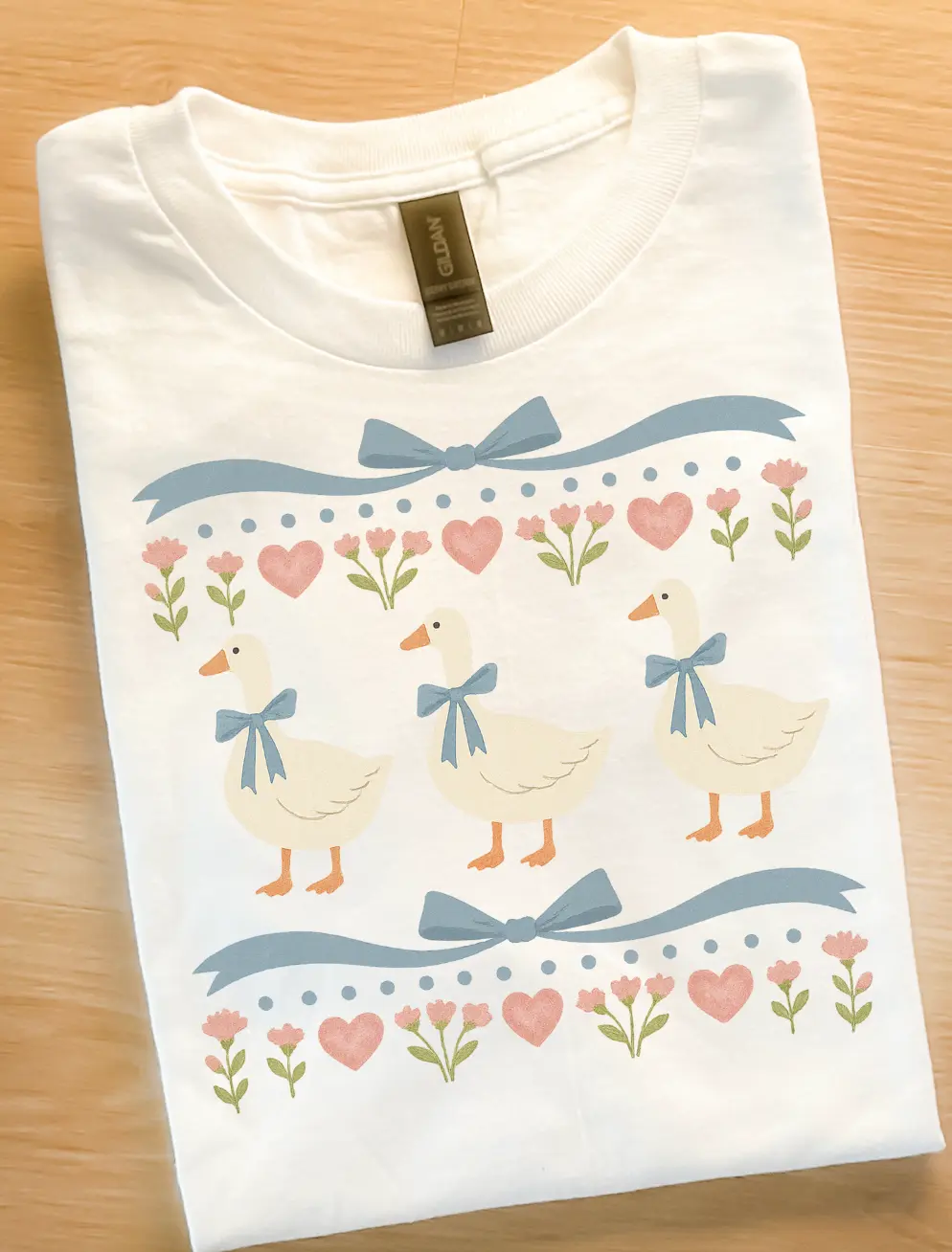 Retro Geese Ribbon Graphic Top