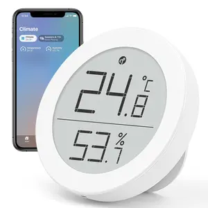 Thermometer Hygrometer Sensor Works with HomeKit (Only Works with iOS), Indoor Temperature and Humidity Monitor with E Ink Display for Home, via or Bluetooth