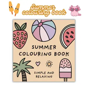 Summer Spring Gift  Summer Colouring Book (Simple and Relaxing Bold Designs for Adults & Children) (Simple and Relaxing Colouring Books) Paperback