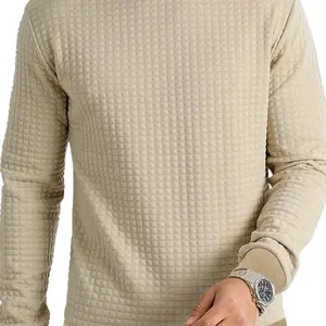 Men's Regular Fit Plain Long Sleeve Tee, Casual Comfy Crew Neck T-shirt for Spring & Fall, Fashion Men's Top for Daily Wear