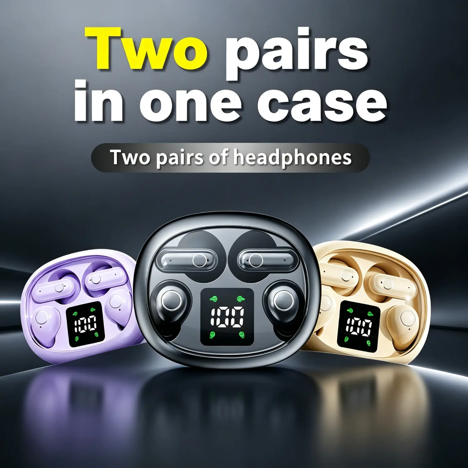 FLUFFDRIP SK35 True Wireless Bluetooth Earbuds - Digital Audio Mini Transparent Invisible Short-Stem Earbuds, Dual-Use for Sleep & Sports, Dual-Pair Pack, Charging Case Button Control Electronic