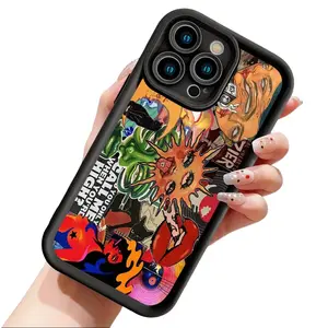 Artistic Psychedelic Collage Pattern Phone Case for iPhone 17 16 15 14 Pro Max 13 12 11 XR XS Plus Air Slim Shockproof Anti Scratch TPU Protective Cover Cool Retro Trippy Aesthetic Phone Accessory