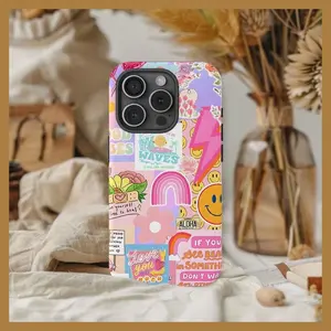 Retro Pink Lightning Flowers Tough Phone Case, Positive Affirmations Phone Case 17 16 15 14 13 12 11