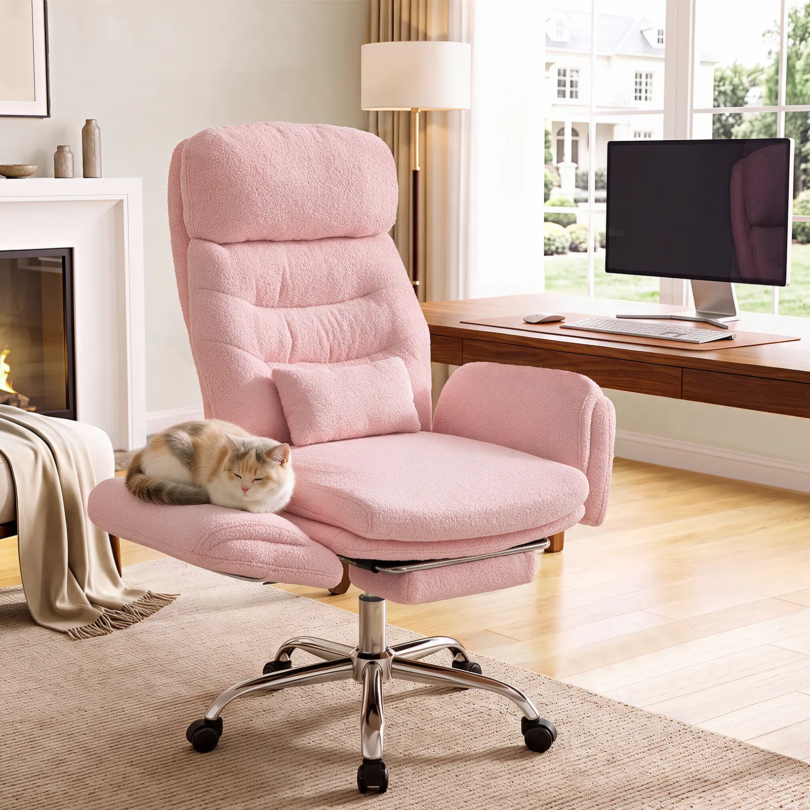 SEDETA Cross Legged Office Chair with Flip Armrests, 4 Headrest Angles, Big and Tall Criss Cross Chair with 30'' High Back, 155° Reclining, Foot Rest, Waist Pillow, Wide Seat