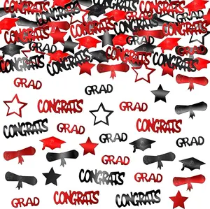 Red and Black Graduation Confetti 2025 - Pack of 1300 | Graduation Table Confetti Class of 2025 for Grad Decorations Class of 2025 | Graduation decorations 2025