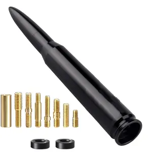 50 Cal Bullet Antenna for Chevy Silverado & GMC Sierra 1500 2500 (1999-2026) – Rugged Billet Aluminum, UV & Chip-Resistant, Car Wash Safe, Short Replacement, Truck Accessories, Black