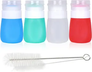 Salad Dressing Container to Go, Squeezy Portable Salad Dressing Bottles, Salad Dressing Container, Mini Condiment Bottles Food Storage, Leak-Resistant, Set of 4 (37ML) Kitchen Seasoning