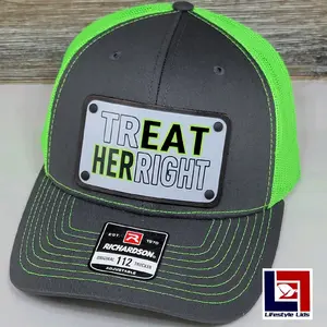 Custom Treat Her Right Leather Aluminum Patch Snapback Hat
