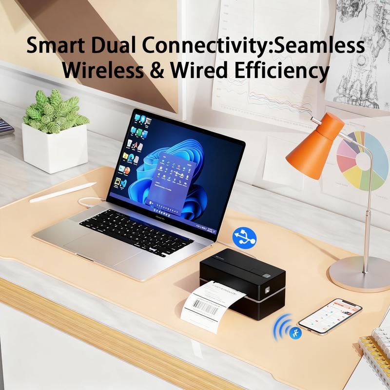 Shipping Label Printer Bluetooth Thermal Label Printer - 4x6 Thermal Printer for Small Business, Compatible with iPhone, Android, Amazon, Shopify, UPS