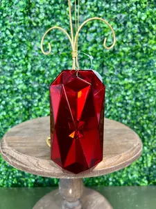 5.75 Inch Red Acrylic Rectangle Diamond Ornament