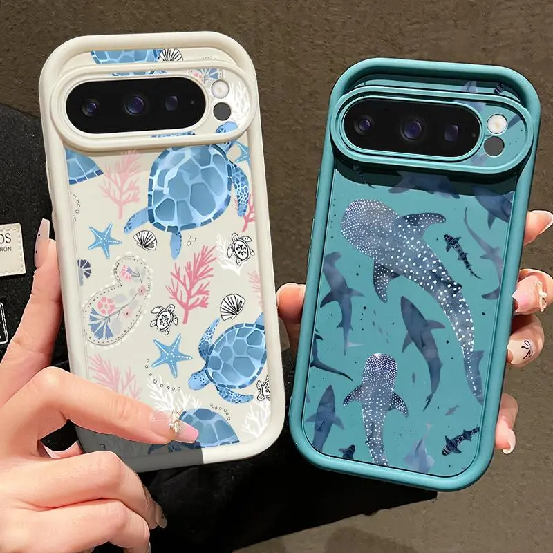 Summer Ocean Turtle Dolphin Print Soft Case For Google Pixel 10 Pro 8A 7A 9A 9 Pro XL Shockproof Phone Cover For Pixel 7 8 9 Pro