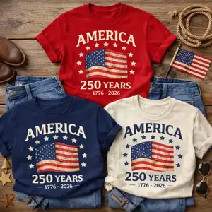 America 250 Years Shirt, USA 250th Anniversary Shirt, Vintage American Flag Graphic Tee, Patriotic USA Flag Tee Patriotic 1776-2026 Apparel, 4th of July Independence Day Gift, Casual Summer Top, Gift for men and women