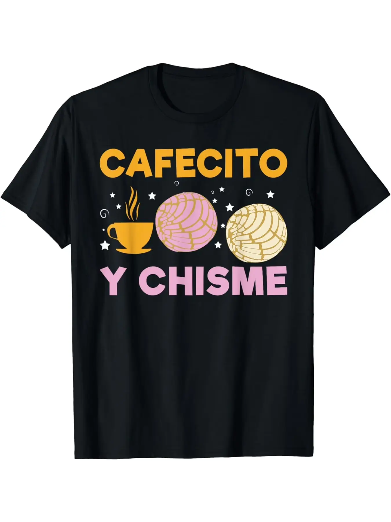 Coffee and Gossip Latina Mexican Baked Concha Pastry Conchas Graphic Casual Streetwear Fitted Long Round Neck T-Shirt