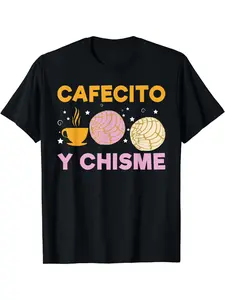Coffee and Gossip Latina Mexican Baked Concha Pastry Conchas Graphic Casual Fitted Round Neck T-Shirt
