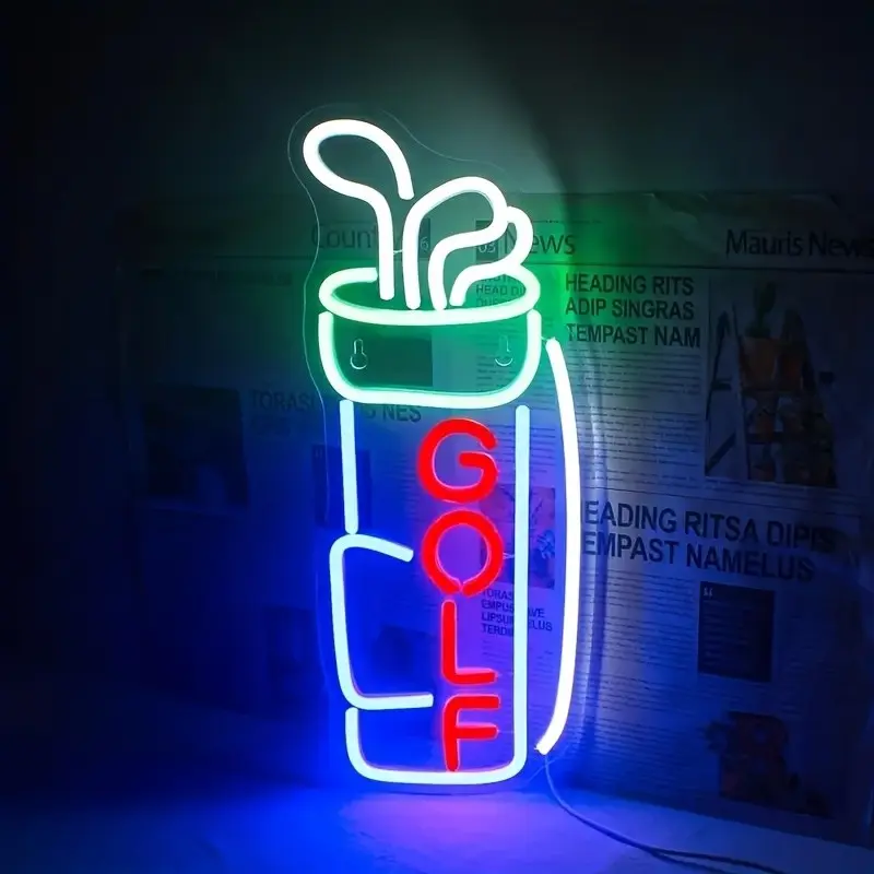 1pc Golf Neon Light Decoration, Golf Neon Light Logo, Creative LED Light Sign With USB Powered, For Parties, Hotels, Shops, Home Decoration, Background Light, Golf Clubs, Decorative Neon Light, Atmosphere Lighting, LED Neon Lights