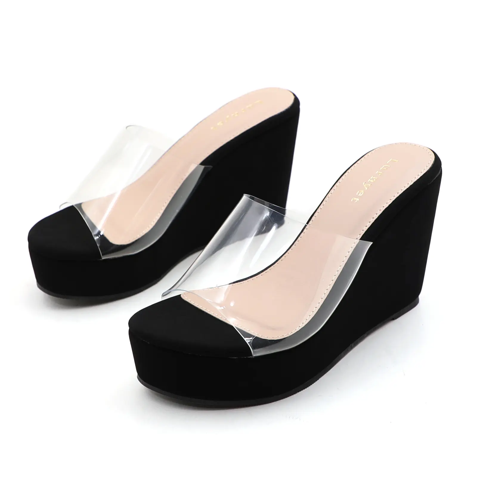 Women's Clear-Strap Wedge Mule Dance Sandals - Open-Toe, Backless Slip-On Platform Heel Slides for Summer Evening Parties Comfortable Split Ballet Flats chelsea ankle boot pull-on riding style western cowgirl chunky block