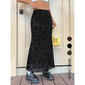 Women's Floral Pattern Zipper Skirt, Elegant Fashion Casual Long Skirt for Daily Outdoor Wear, Women Bottoms for Summer
