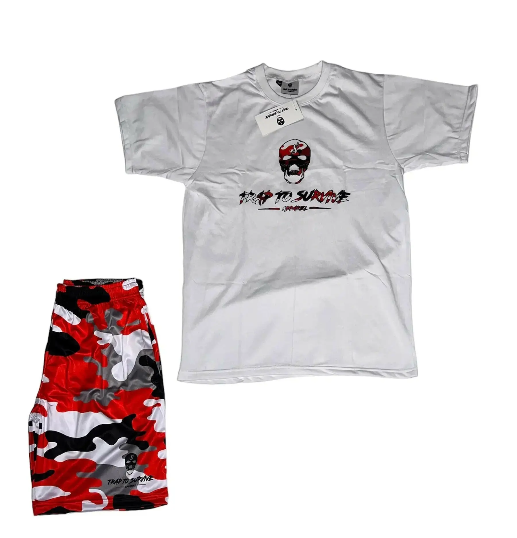 Red Camo Logo Short Sets