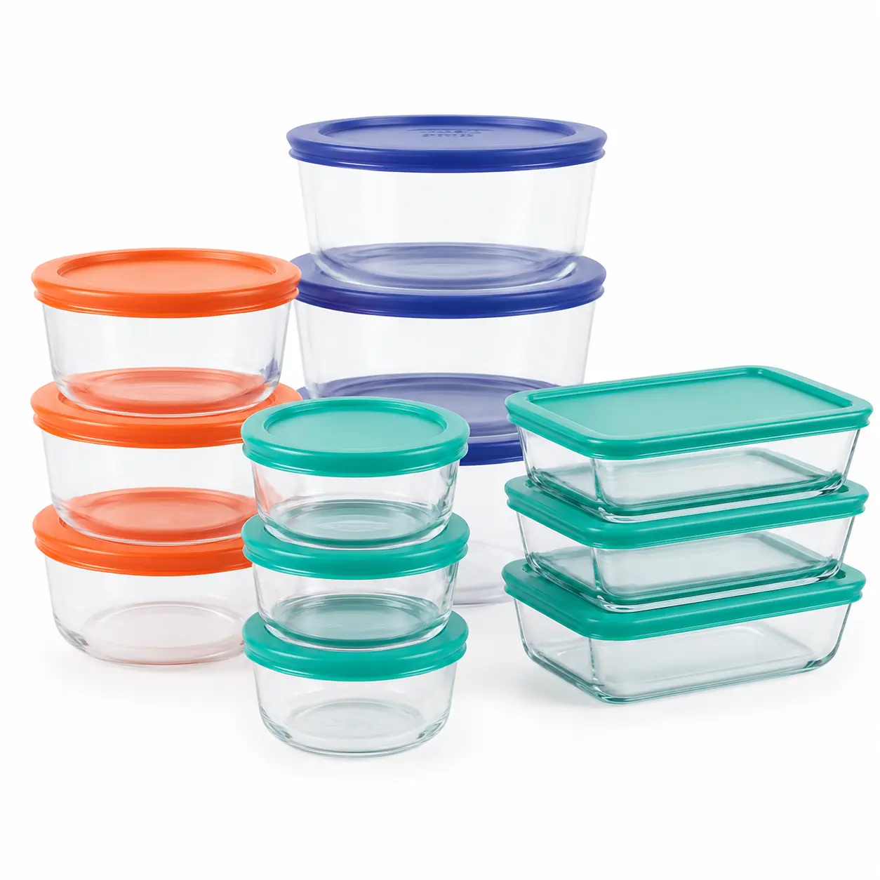 12 Glass Food Storage Containers with 12 Lids, 4-Size Clear Stackable Meal Prep Set, Round and Rectangular Containers for Fridge and Leftovers