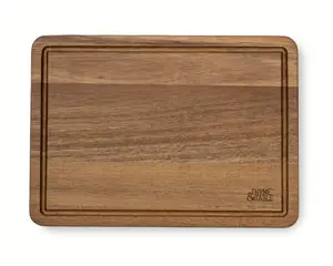 Thyme & Table 10"x14" Acacia Wood Cutting Board | Anti-Slip Triangle Grips, Juice Well & Knife-Friendly Surface | Premium Wooden Board