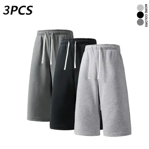 Men’s Solid-Colored Knit Active Jogger Shorts - 7/8 Length, Cool, 3-Pack or Single, Sporty Chic, Polished Look, Casual Athletic Men’s Shorts for Gym & Summer Menswear Bottoms, Solid-Colored Men's Shorts