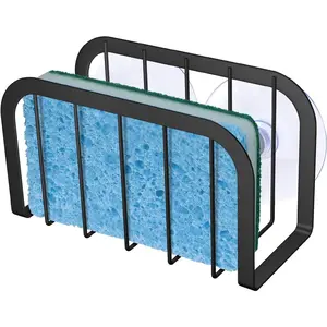 Sponge Holder for Kitchen Sink, Kitchen Caddy with Sponge Holder and Dish Soap Holder - Black