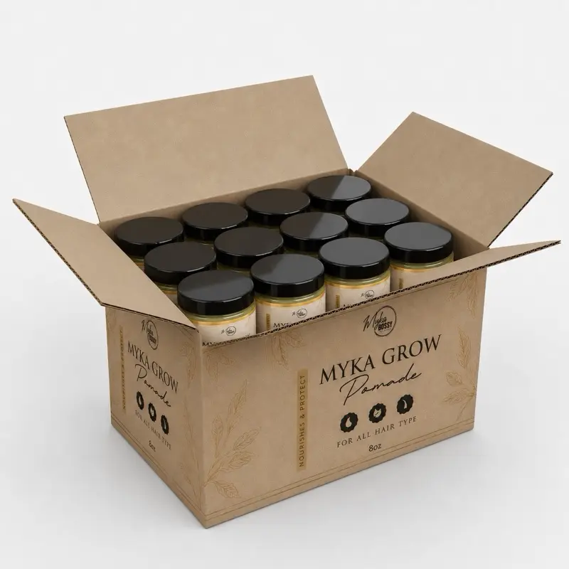 MYKA BOSSY COLLECTION Hair Pomade, Unisex Smooth Styling Balm, Bulk Wholesale Display Case for Resale, 12 Pack of 8 oz Jars, Purchasing, Transporting