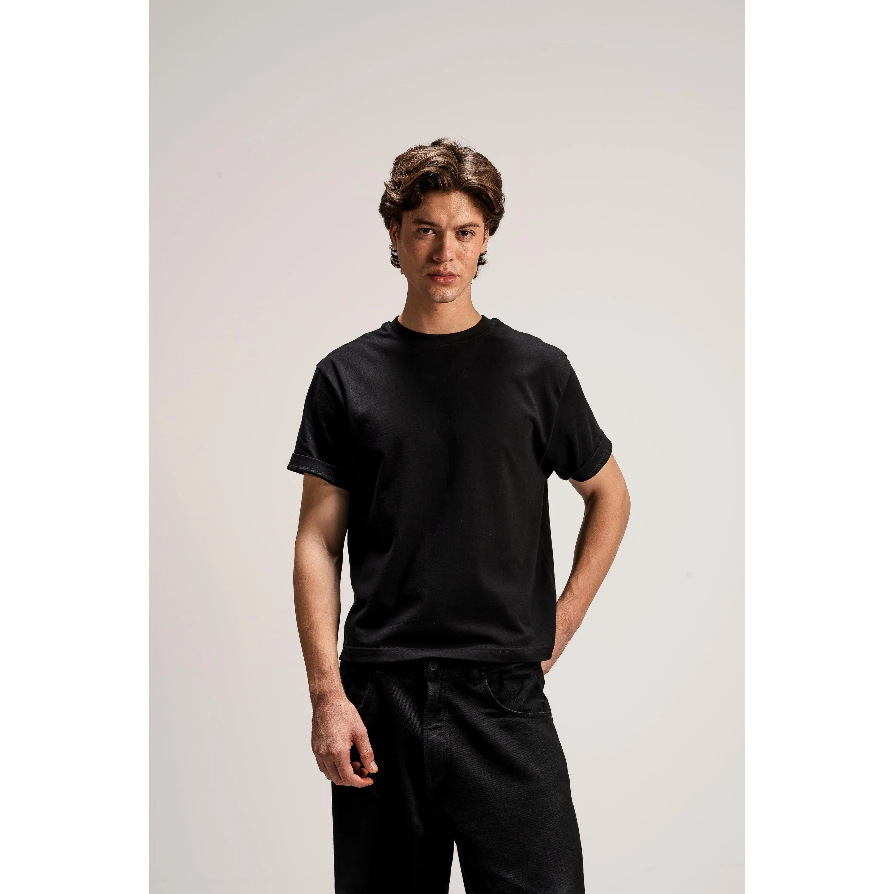 Organic Cropped Tee, 220gsm, Black