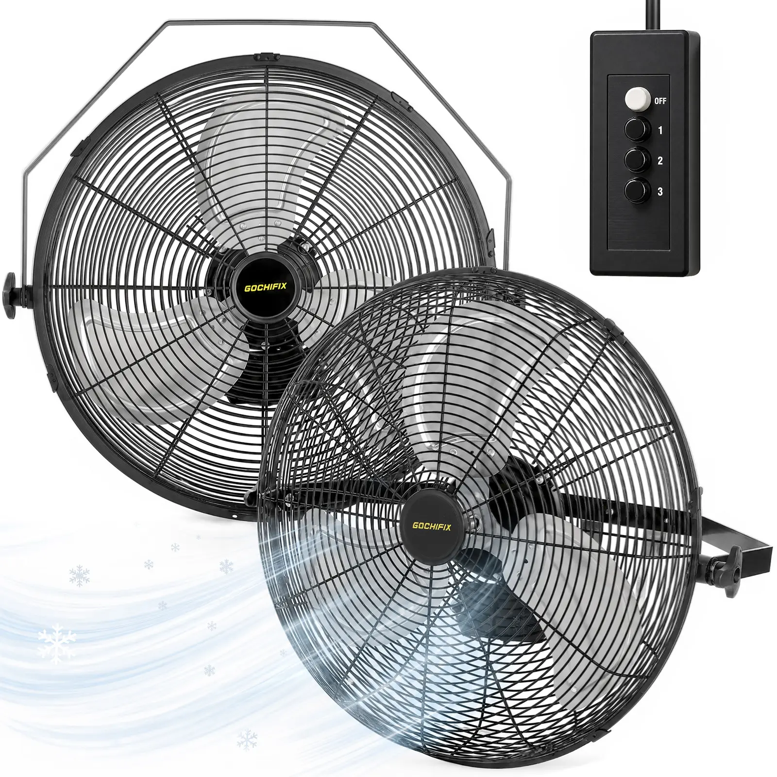 2 Pack 20 inch Industrial Wall Fan, 4292 CFM, 3-Speeds High Velocity Wall Mount Fan with Sealed Motor, Heavy Duty Metal Barn Fans