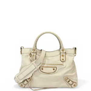 Pre-owned Balenciaga Leather tote bags Neo Cagole Medium Calfskin White (mx030126b9)