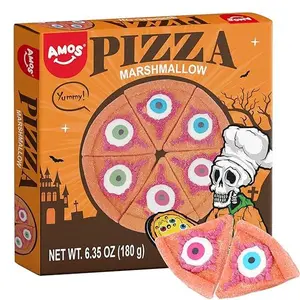 AMOS Halloween Pizza Gummy & Eyeball Marshmallow Candy – Fun, Gross-Looking Treats for Kids, Parties, Birthdays & More – 180g Bag