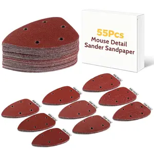 55Pcs Mouse Detail Sander Sandpaper 9 Grits (40-800) Premium Triangle Sanding Pads Replacement Pads for Sanding & Polishing